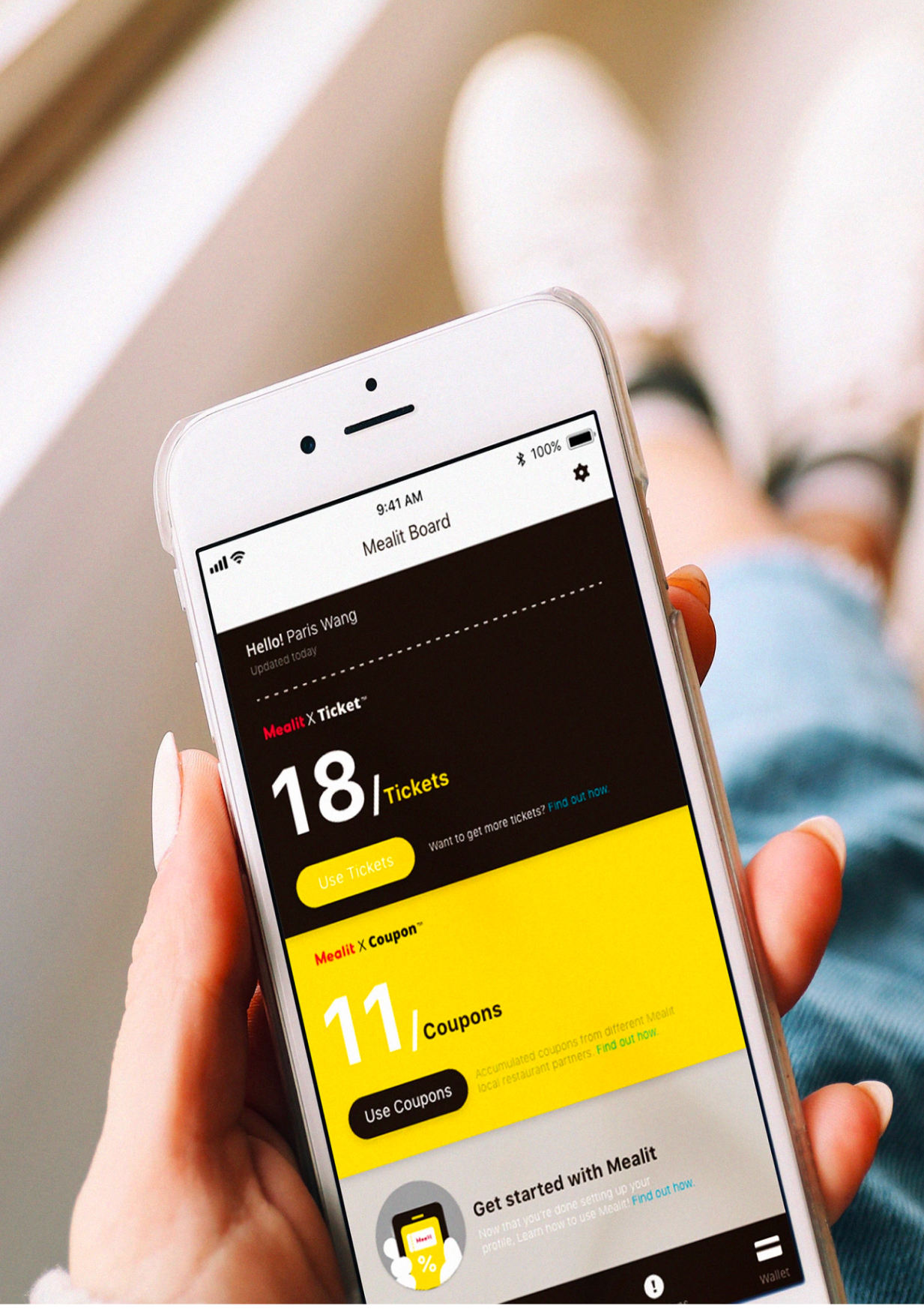 mealit app ticket and coupon screen